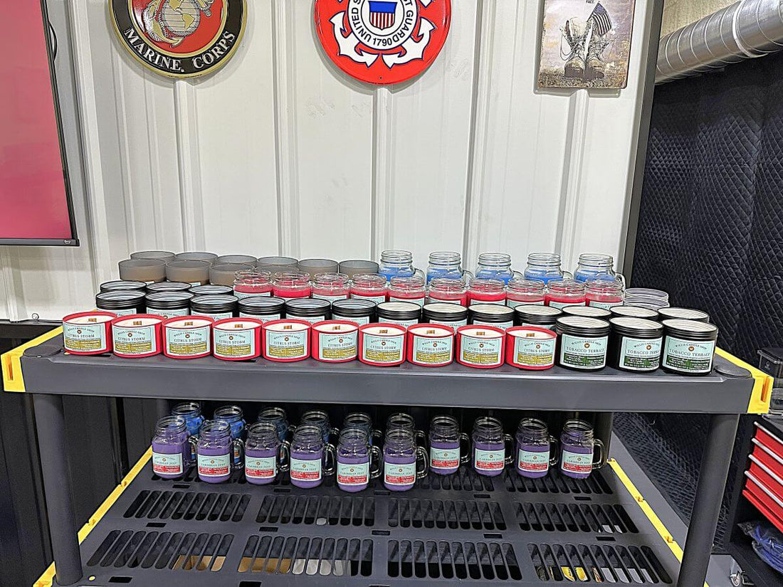 Candle storage at Willis Candle Shop.