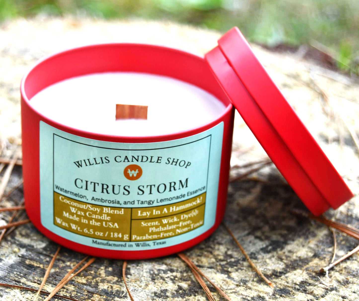 Watermelon candle in the wood wick candle collection