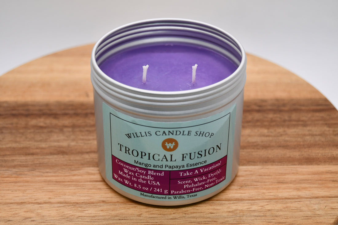 Double wick candle option at the Willis Candle Shop in Willis, Texas.