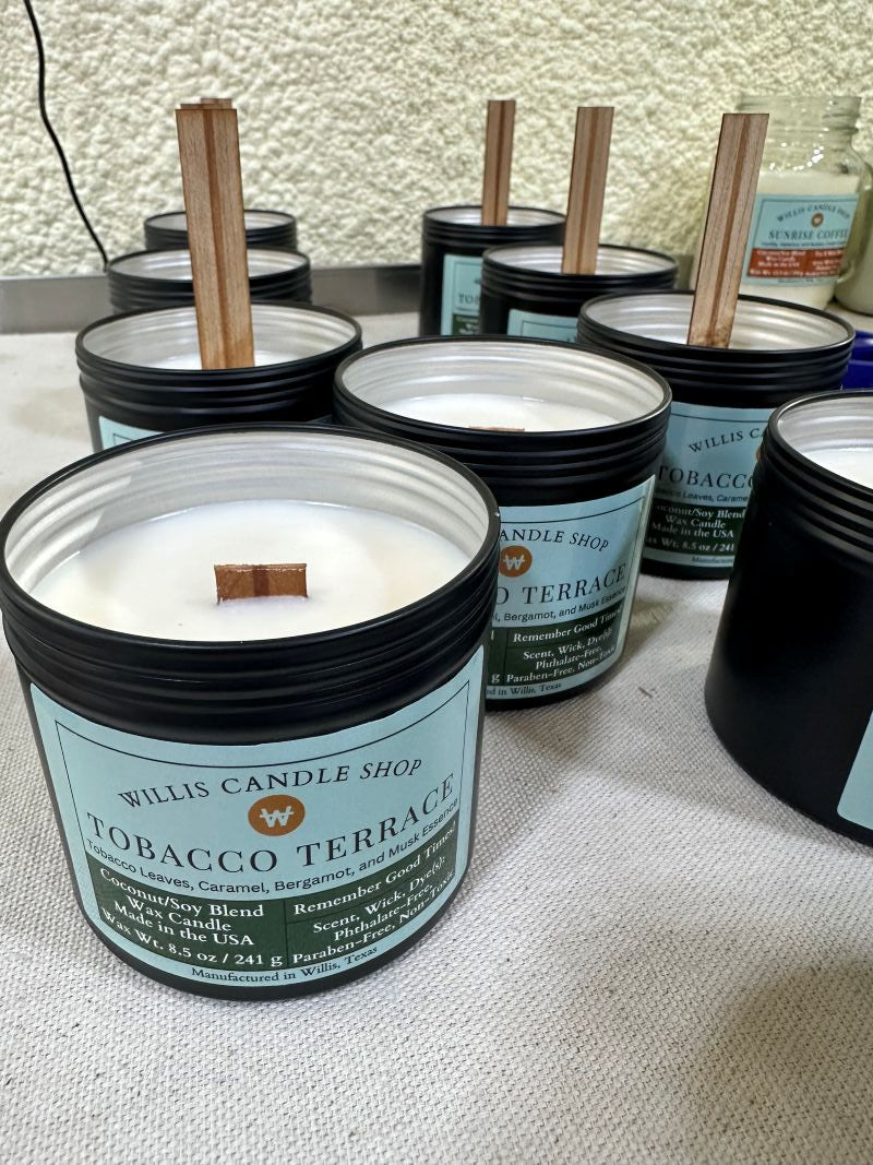 Tobacco Candle in production at the Willis Candle Shop.