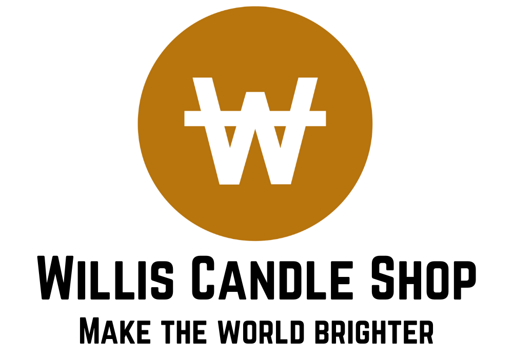 Willis Candle Shop logo with large orange circle and white W.