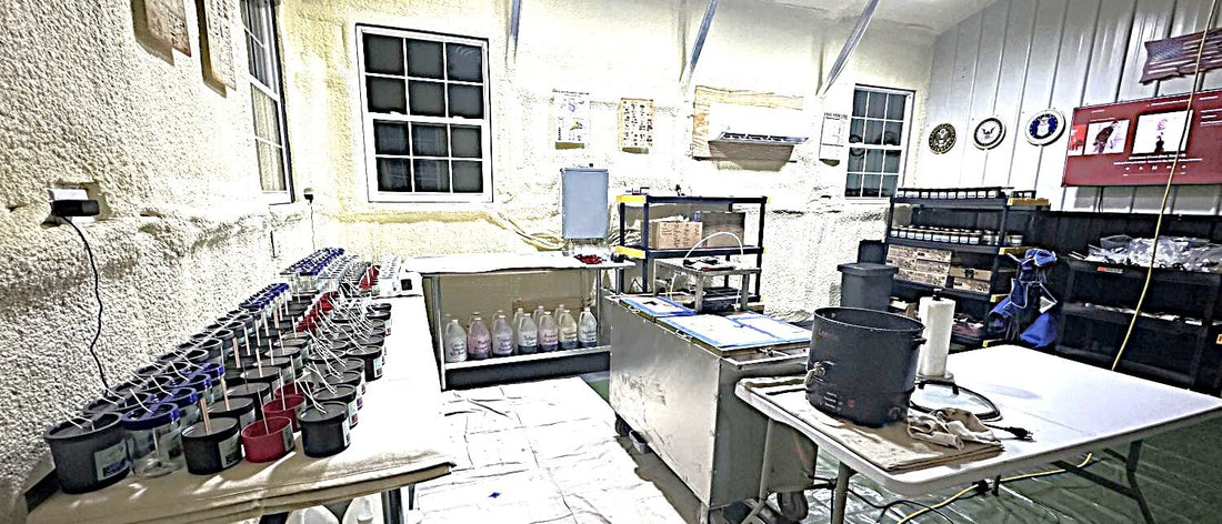 Custom candle production as aroma candles at Willis Candle Shop.