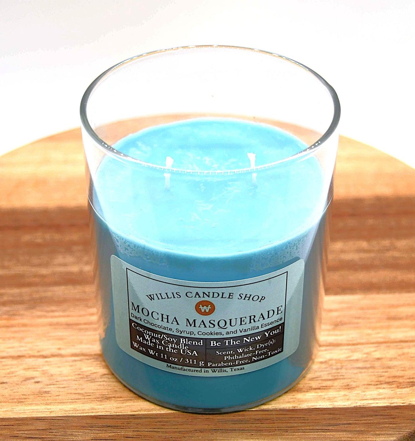 2 wick candle as a scented candle made i the USA at Willis Candle Shop.