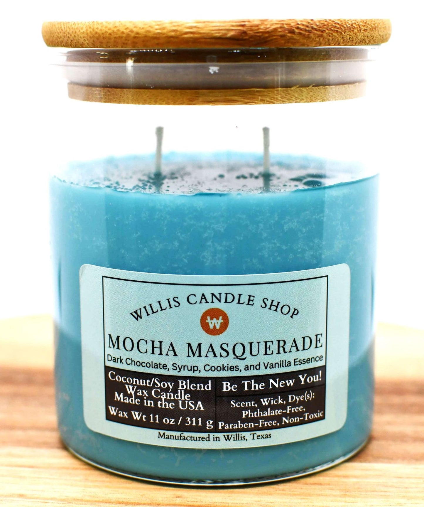 Mocha Masquerade luxury candle in scented candle option at Willis Candle Shop.