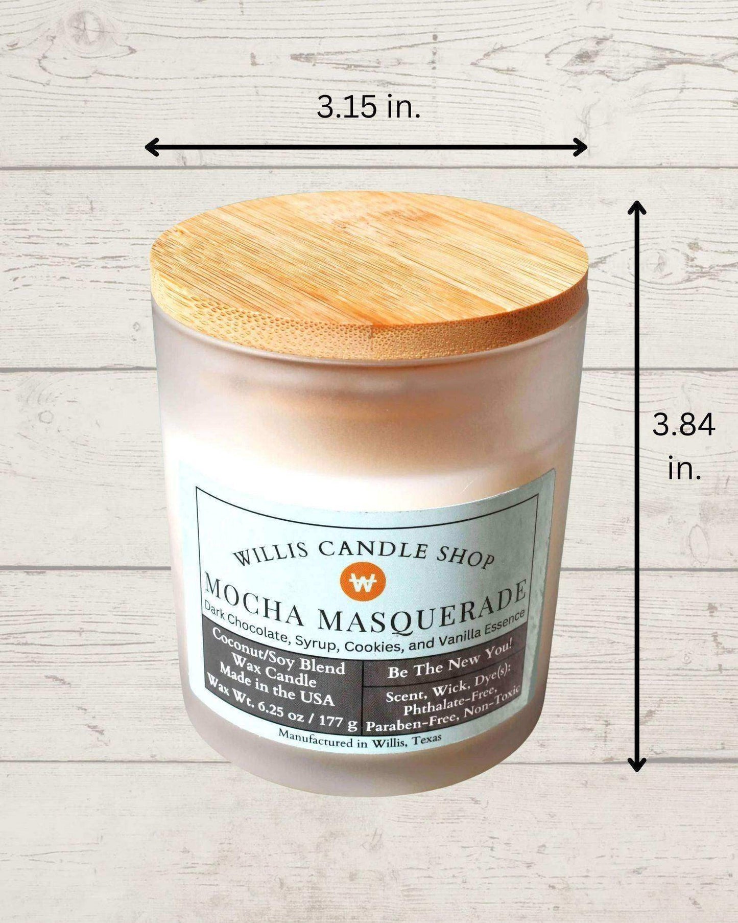 Cool candle shop with scented candle options and measurements for candles at Willis Candle Shop.