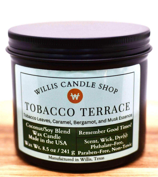 Candle shop tobacco candle in aroma candle option at Willis Candle Shop.