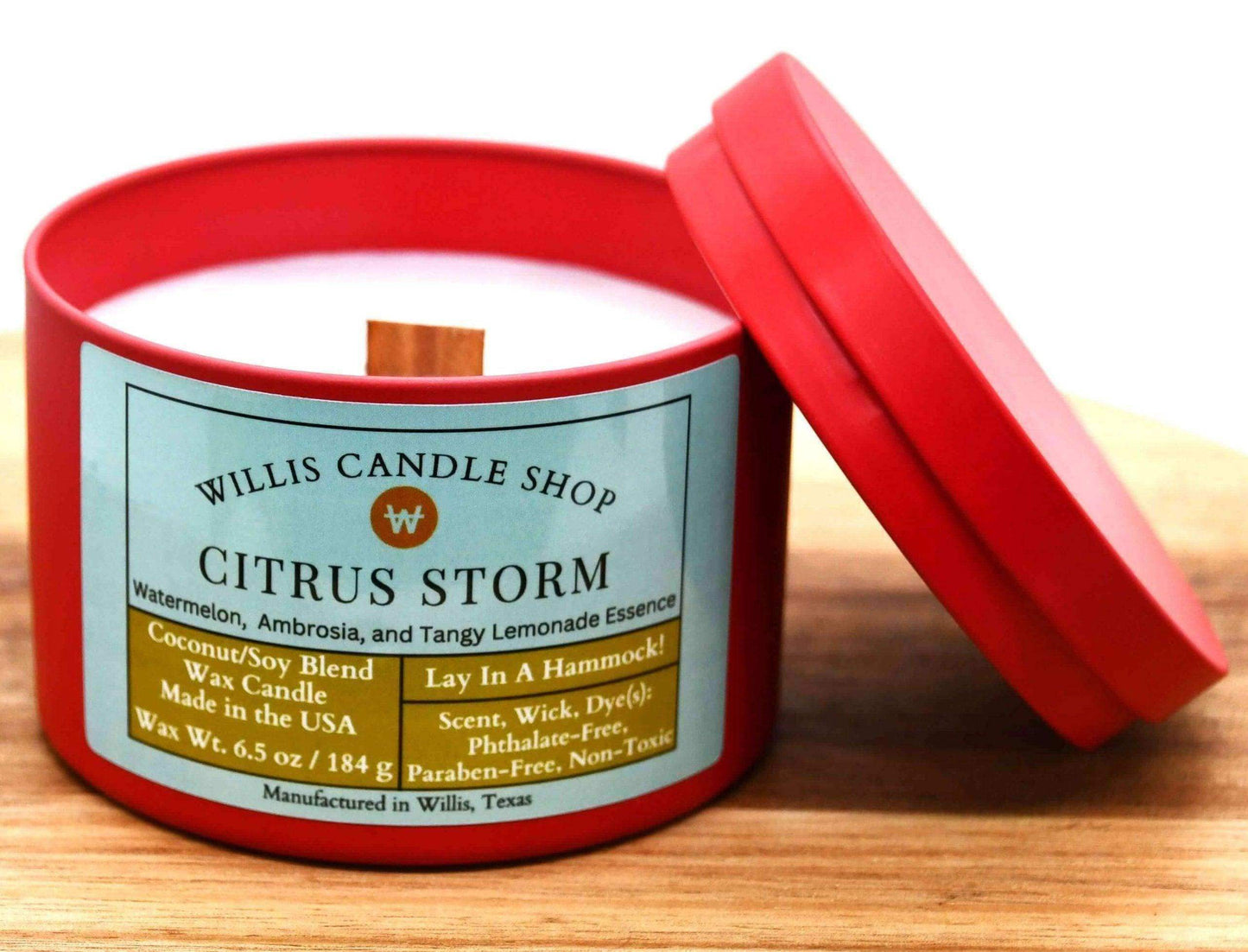 Great smelling candles – fragrant candle shop selling scented candles in red tin candle options.