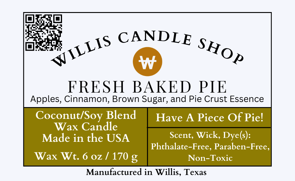 Candle label used at the Willis Candle Shop in Willis, Texas