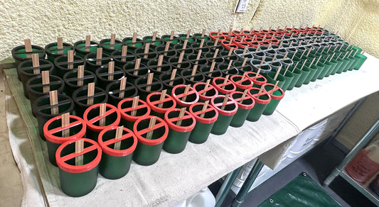 Bedemco candles staged for candle wax infiltration