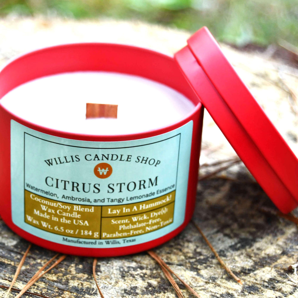 Watermelon candle in the wood wick candle collection