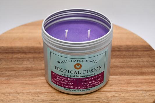 Double wick candle option at the Willis Candle Shop in Willis, Texas.