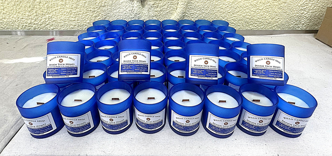 Custom candle order for Design Tech Homes in Houston, Texas.
