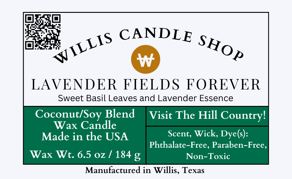 Soot-free the molecular physics of lavender scent throw botanical scented candle from the Willis Candle Shop in Willis, Texas.
