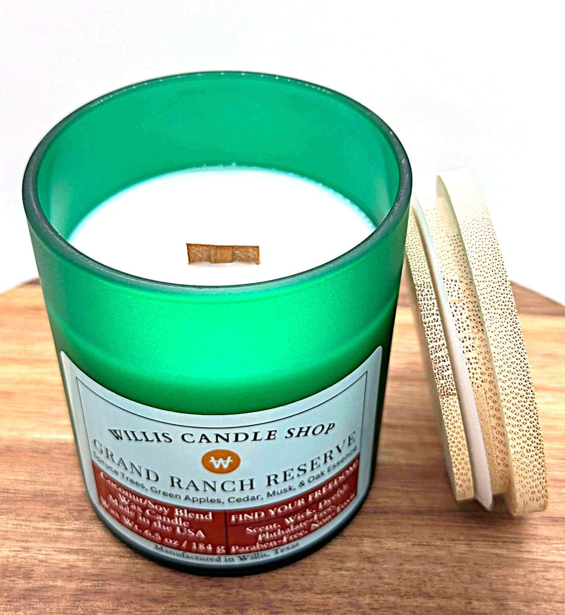 A handcrafted Img candle vessel from the Willis Candle Shop crafted for your home.