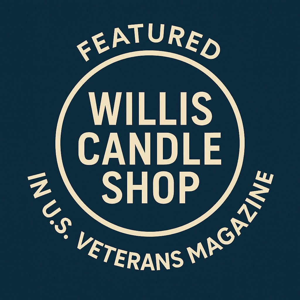 Willis Candle Shop logo for being featured in U.S. Veterans Magazine in the Fall 2025 issue.