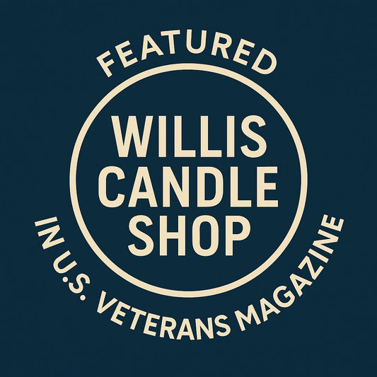 Willis Candle Shop logo for being featured in U.S. Veterans Magazine in the Fall 2025 issue.