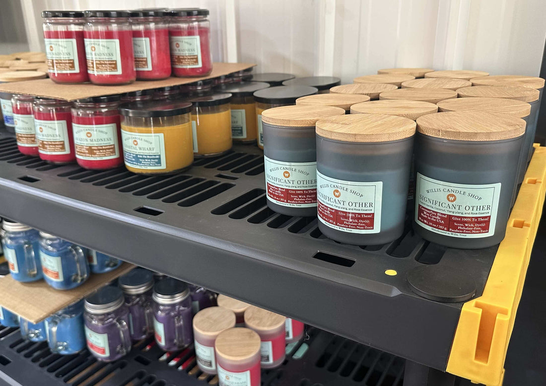 Scented candle storage at the Willis Candle Shop.