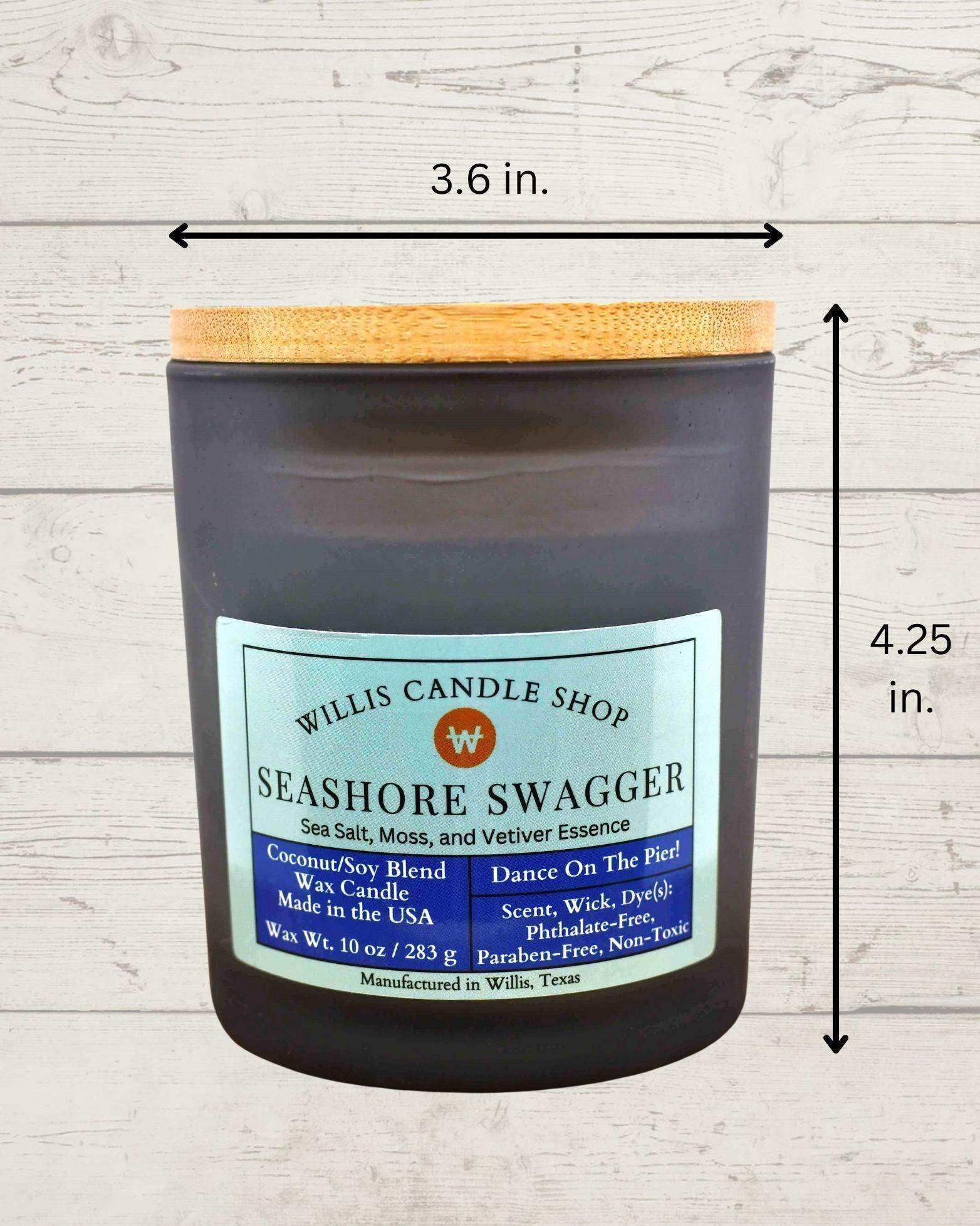 Nice candles at Willis Candle Shop with scented candle measurements.