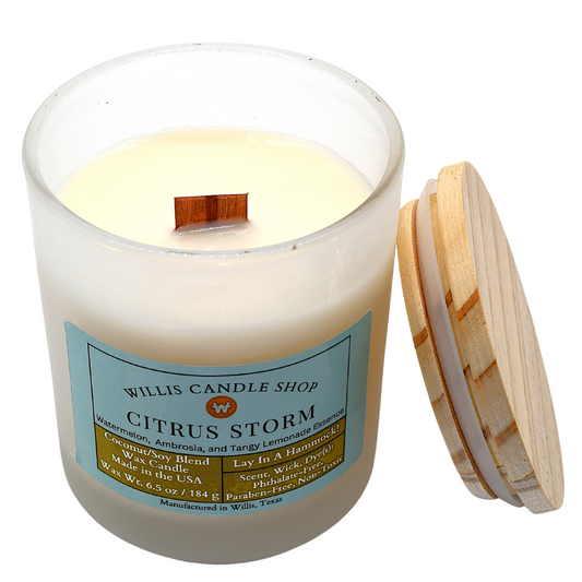 Citrus Storm Scented Candle - 10 oz White Frosted