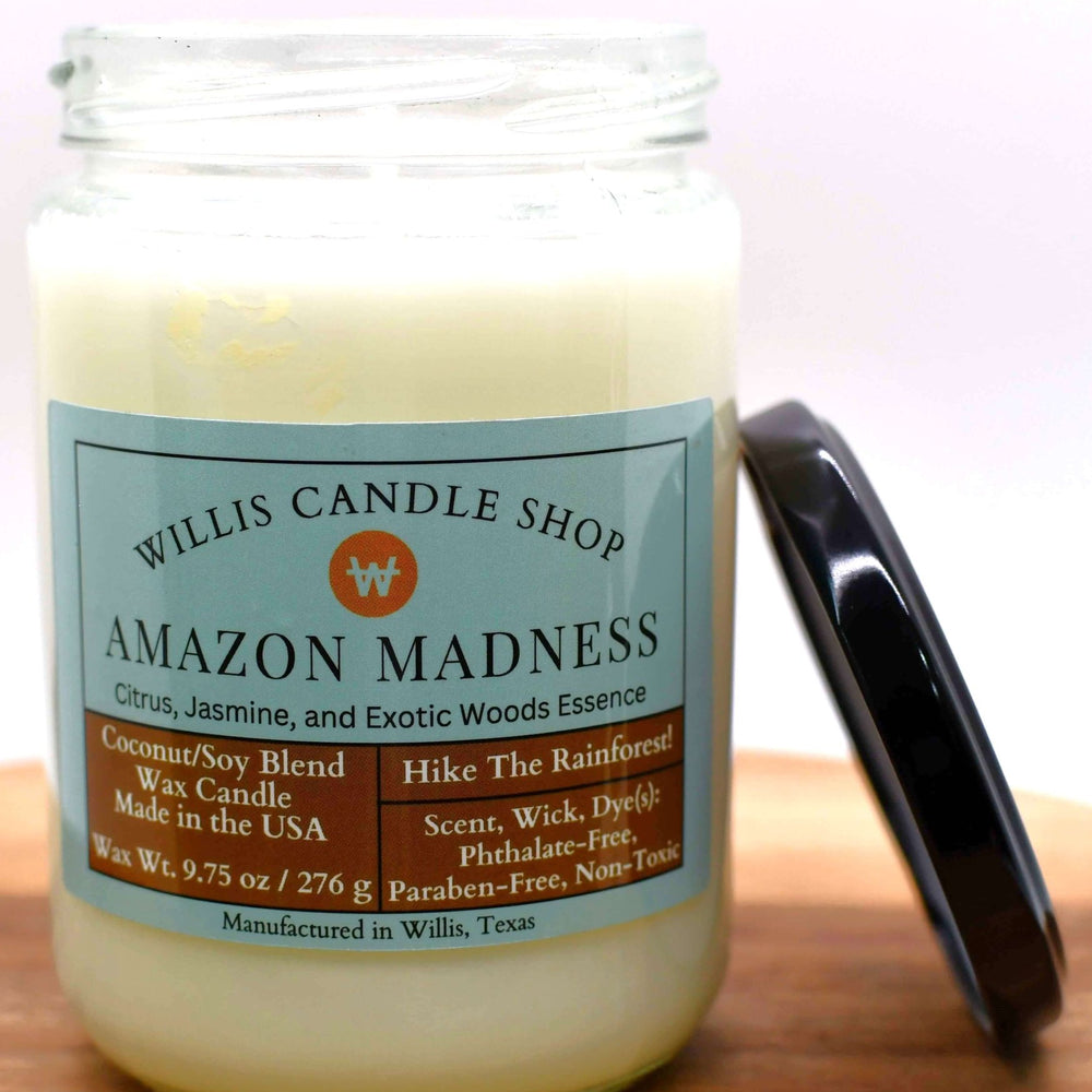 White coconut and soy 25/75 blended candle with Citrus, Jasmine, and exotic woods essence.