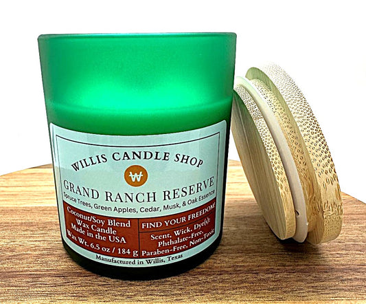 10 oz Green Frosted Glass Candle | Scented Candle | Wood Wick Candle