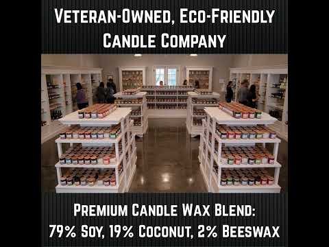 Scented Candle Video of veteran-owned candle company and premium candle wax and free shipping!