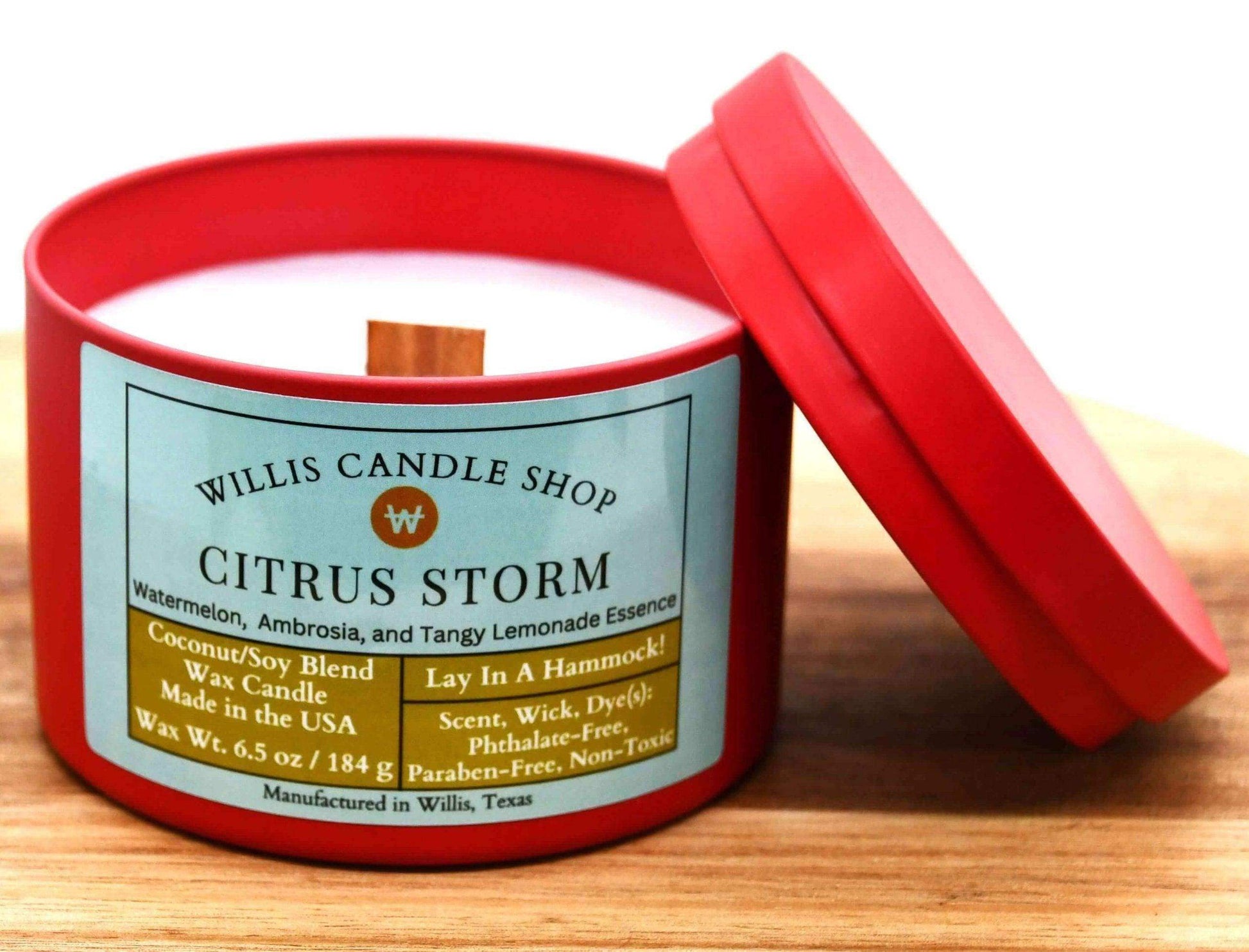 Great smelling candles – fragrant candle shop selling scented candles in red tin candle options.